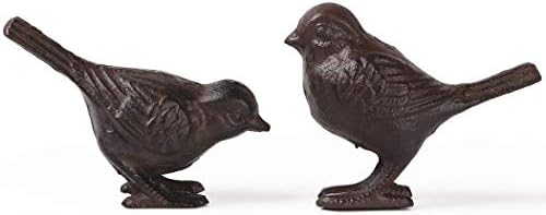 BRASSTAR 2 Pack Rustic Cast Iron Bird Statues, Indoor Outdoor Ornament