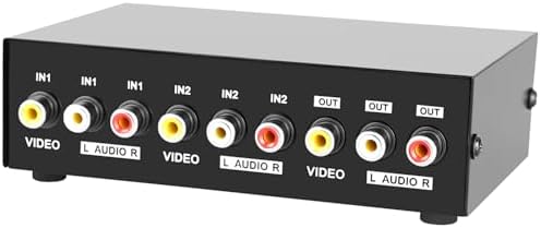 Panlong 2 Port AV RCA Switch 2 in 1 Out Composite Video L/R Audio Switcher Selector Box for DVD Player, Sega Genesis, SNES, N64, PS2/3 Game Consoles