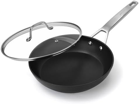 MsMk 12 Inch Nonstick Frying pan with Lid, Grey Large Cooking Pan Skillet