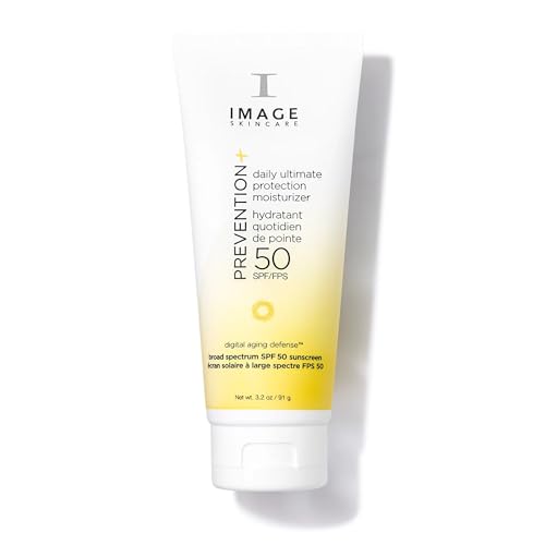 IMAGE Skincare PREVENTION+ Daily Ultimate Protection Moisturizer, SPF 50 Face Sunscreen Lotion, Zinc Oxide, Blendable with No White Cast, 3.2 oz