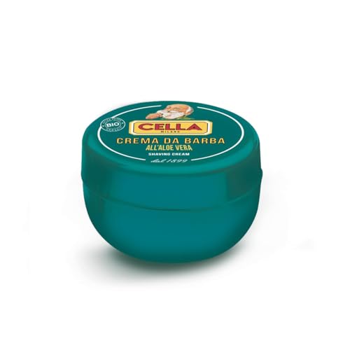 Cella Milano Bio Aloe Vera Shaving Cream Soap, 150 g Tub, Made in Italy