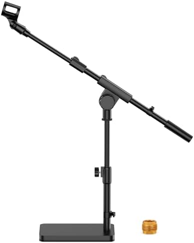 InnoGear Adjustable Desk Microphone Stand, Weighted Base with Soft Grip Twist Clutch, Boom Arm