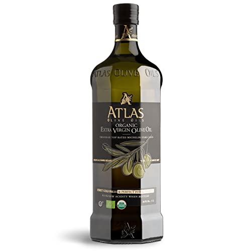 Atlas Organic Extra Virgin Olive Oil, Moroccan, High Polyphenol, 750 mL | Cold Pressed EVOO With High Smoke Point, Trusted By Award-Winning Chefs, One Family Farm, Polyphenol-Rich & Smooth Finish