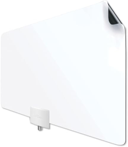 Mohu Leaf Plus Paper-Thin Indoor TV Antenna, Amplified, UHF VHF, 60-Mile Range, Multi-Directional, 4K 8K UHD, NEXTGEN TV - w/ 12 ft. Cable