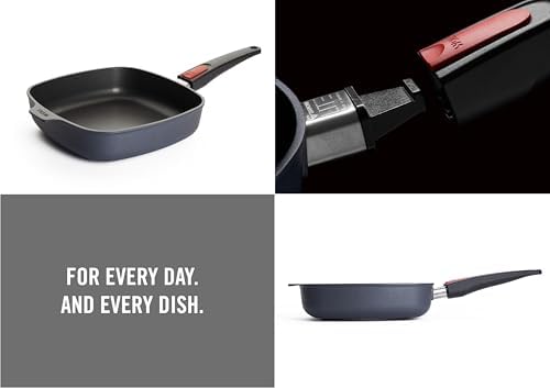 Woll Diamond Lite Cast Iron Frying Pan Square Induction 26 x 26 cm Height 6 cm with Removable Handle Suitable for All Types of Cookers Non-Stick Cast Aluminium