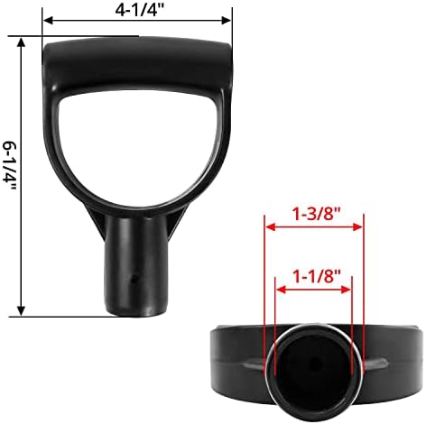 QWORK Shovel Grip Handle, 1-1/8" Inside Diameter PVC D-Shaped Grip Shovel Handle Replacement for Digging Raking Tools