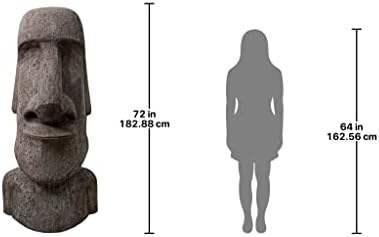 Design Toscano Easter Island Ahu Akivi Moai Monolith Garden Statue, Extra Large, 32 Inch, Cast Stone Resin, Grey Stone