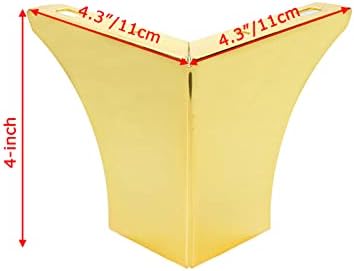 Bitray Metal Sofa Leg 2 Inch Height L Shape Furniture Leg Gold Sofa Legs Table Cabinet Cupboard Couch Leg Furniture Feet Replacement - 4pcs
