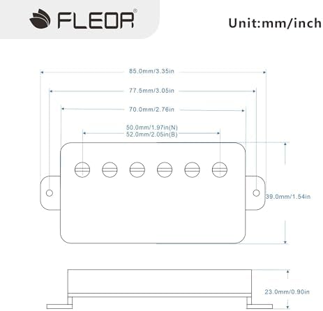 FLEOR Alnico5 Guitar Humbucker Pickup Set Chrome Bridge & Neck Pickups Compatible with LP style Guitar Part
