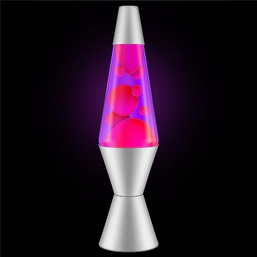 14.5-Inch Silver Base Lava Lamp with Purple Wax in Blue Liquid - 2118
