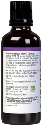 Bluebonnet Nutrition Liquid Vitamin D3 Drops 5000 IU, Aids in Muscle and Skeletal Growth, D3, Non GMO, Gluten Free, Soy Free, Dairy Free, Kosher
