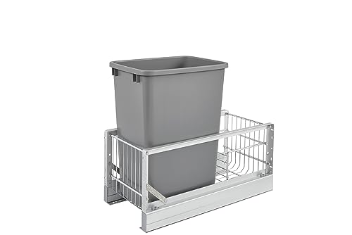 Rev-A-Shelf - 5349-18DM-217 - Double 35 Qt. Pull-Out Brushed Aluminum and Silver Waste Container