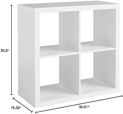 Better Homes and Gardens Versatile Square 4-Cube Organizer, Multiple Colors (High Gloss White Lacquer)