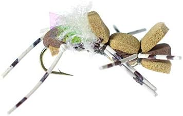 The Fly Fishing Place Trout Fly Assortment - Foam Body High Visibility Grasshopper Dry Fly Collection - 1 Dozen Flies - Hook Size 10 - Fly Fishing