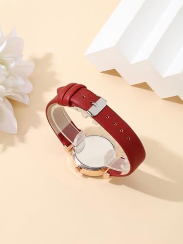 Top Plaza Ladies Classic Leather Analog Quartz Watch | Women Easy Read Arabic Numerals Watches Casual Dress Wrist Watch,Rose Gold Case