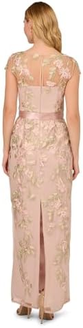 Adrianna Papell Cascading Floral Embroidered Long Column Gown