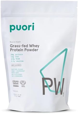 Puori PW1, Grass Fed Whey Protein Powder, Dark Chocolate, 30 Servings | Pasture-Raised Whey Protein Powder Drink Mix containing BCAA Amino Acids - Post-Workout Supplement for Muscle Gain & Recovery