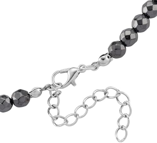 Blue Color Hematite Beaded Necklace Silvertone 560.00 ctw 20.5-22.5"