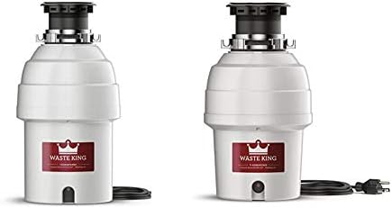 Waste King Legend Series 1 HP Continuous Feed Garbage Disposal with Power Cord - (L-8000) & 1025 EZ Mount Garbage Disposal Stopper and Splash Guard