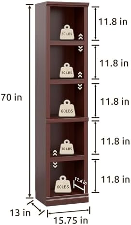 Bevfint 72" Tall Bookcase, White Large Floor Standing Bookshelf for Hallway | 5 Tier Shelves Open Storage Organizer with Anti Tipping Device, Book Case for Living Room Kitchen Home Office Bedroom