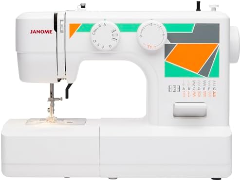 Janome MOD-19 Easy-to-Use Sewing Machine with 19 Stitches, Automatic Needle Threader and 5-Piece Feed Dogs,white