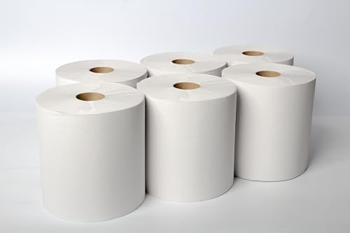 Karat Commercial Paper Towel Rolls, Absorbent & Sturdy for High Traffic Areas, White (Pack of 6)