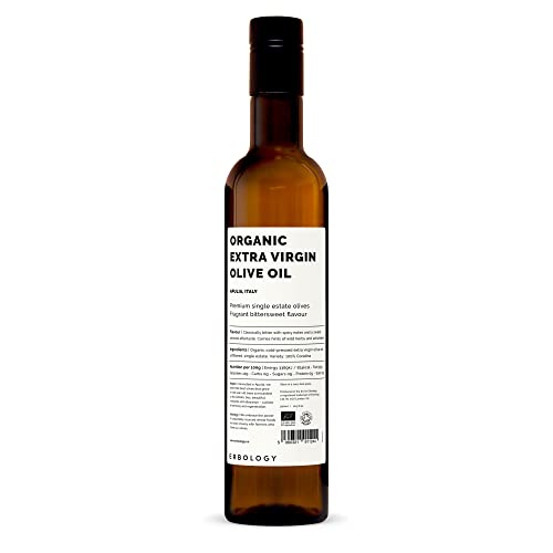 Erbology Organic Extra Virgin Olive Oil 17 fl oz - Early Harvest - 742 mg/kg Polyphenols - 0.15% Free Acidity - 100% Coratina Olives Hand-Picked and