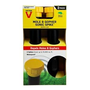 mole and gopher repellent, sonic repellent, spike repellent, electronic repellent