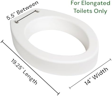 Essential Medical Supply Toilet Seat Riser for Elongated Bowl with 3.5" Rise - 19 x 14 x 3.5 Inch, Elevating and Raising Toilet Seat for Seniors