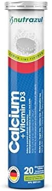 Nutrazul Calcium + Vitamin D3 Effervescent Tablets, for Bone Health Maintenance, 500 mg Calcium and 2.5 mcg Vitamin D3