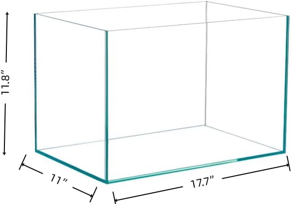 9.5 Gal Rimless Low Iron Glass Aquarium Tank, (17.7" L × 11" W × 11.8" H/ 45cm x 28cm x 30cm), 5mm Thickness Standard Jointed