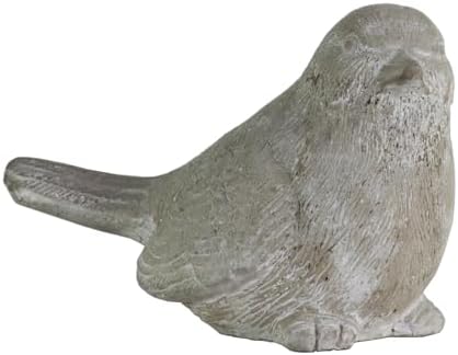 Sitting Bird Cement Figurine, Gray Concrete-Style Finish, 7.5 Inch | Nature-Inspired Bird Sculpture With A Gray Concrete-Style Finish