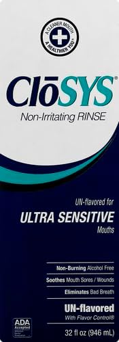 CloSYS Ultra Sensitive Mouthwash, 32 Oz, Alcohol Free Mouthwash, Unflavored Mouth Wash, Dye Free, pH Balanced, Helps Soothe Entire Mouth | Unflavored Mouth Wash, Dye Free, pH Balanced, Helps Soothe Entire Mouth