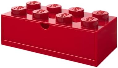 LEGO Stackable Desk Drawer RED with 8 Knobs - Plastic Storage Box for LEGO, Toys, Desk Drawers, Office Supplies, and Stackable Storage, Home Decoration