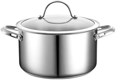 Cooks Standard Classic 6-Quart Stainless Steel Dutch Oven Casserole with Glass Lid, Large Dutch Oven Casserole for Soup, Stew, Chili & Pasta, Compatible with All Stovetops