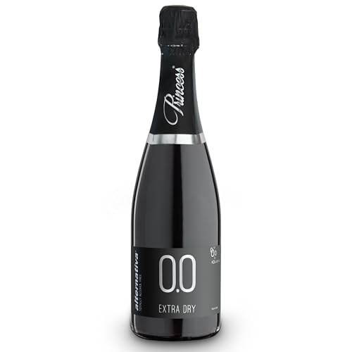 Princess Bollicine Bianco Extra Dry Dealcoholized 0.0% Non-Alcoholic Champagne Sparkling Wine From Italy 750ml, Halal Certified and Vegan