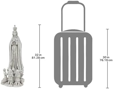 Design Toscano Our Lady of Fatima Indoor/Outdoor Religious Garden Statue, Large, 12 Inches Wide, 14 Inches Deep, 32 Inches High, Resin, Faux Stone Finish