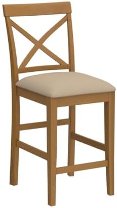 East West Furniture PBS-OAK-W Pub Counter-Height Bar Stool - Pub Height Kitchen Chairs, Set of 2, Oak
