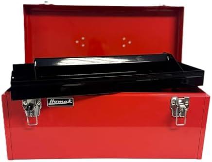 Homak Steel Flat Top Toolbox with Removable Tray, Black, 20 Inches
