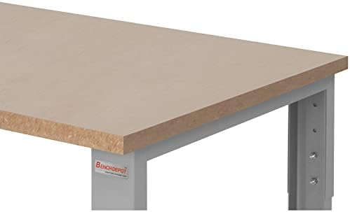 Table & Workbench: 1" Thick Solid Oiled Wood Butcher Block Top, Height Adjustable - 30" D x 48" L x 30" - 36" H - by BenchPro