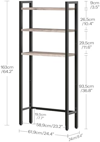 HOOBRO Over The Toilet Storage, 3-Tier Bathroom Organizer Shelf Over Toilet, Freestanding Bathroom Storage Shelves, Space Saver