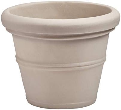 Crescent Garden Brunello Classic Gray Rolled Rim Planter Pot, Lightweight Indoor/Outdoor Weather-Safe Round Plant Pot, 27''W (Weathered Concrete)