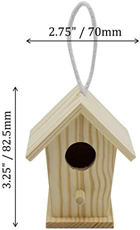 Creative Hobbies 12-Pack of Mini Wooden Bird Houses to Paint, with Hanging Cords, Unfinished DIY Design Your Own Great for Crafts, Weddings