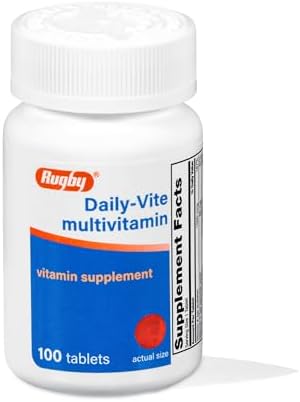 Rugby Daily-Vite Multivitamin for Adults, 100 Tablets (2-Pack) | Gluten-Free Dietary Supplement with Vitamin A, C, D and Thiamin