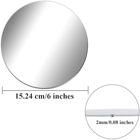 Aneco Acrylic Round Mirrors Non Glass Round Mirror Plate Self Adhesive Mirror Stickers for Home Wall Decor or Wedding Table Centerpiece