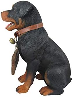 Rottweiler Outdoor Statue, 13 Inch Guard Dog with Reversible Sign