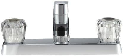 Dura Faucet DF-PK600S-BQ RV Two Handle Kitchen Sink Faucet (Bisque) | Smoked acrylic knobs give smooth, precise control of flow. Bisque Parchment. Plated ABS plastic (not metal).