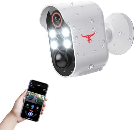 1080P Wireless Security Camera Outdoor, Battery Powered, AI Human Detection, Color Night Vision, 2-Way Audio, IP65 Waterproof, 2.4G Wi-Fi, Cloud Storage (2 Spotlights)