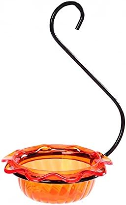Birds Choice Flower-Shaped Oriole Feeder for Jelly & Oranges | 3oz, Orange | Removable Cup and Fruit Pegs with Heart Ornament, Sturdy for Garden and Backyard, Orange Finish