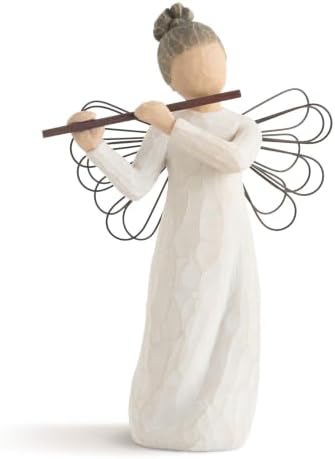 Willow Tree Angel of Harmony Figure, Hand-Painted, Flute, Shelf Decor | Hand-Painted Angel Figurine, Celebrating Friendship